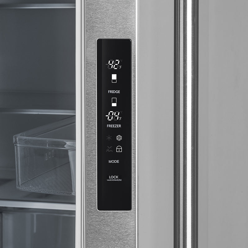 Forno Moena 36" Freestanding French Door Refrigerator in Stainless Steel with 19.2 Cu. ft. Capacity, Ice Maker, Modern Decorative Grill, FFRBI1820-40MG