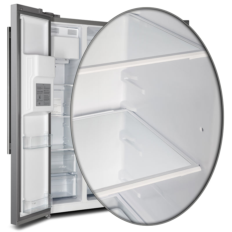 Forno Salerno 36" Freestanding Side-by-Side Refrigerator in Stainless Steel, Ice & Water Dispenser, 20 cu.ft. Capacity, with Stainless Steel Handles, FFRBI1844-36SB