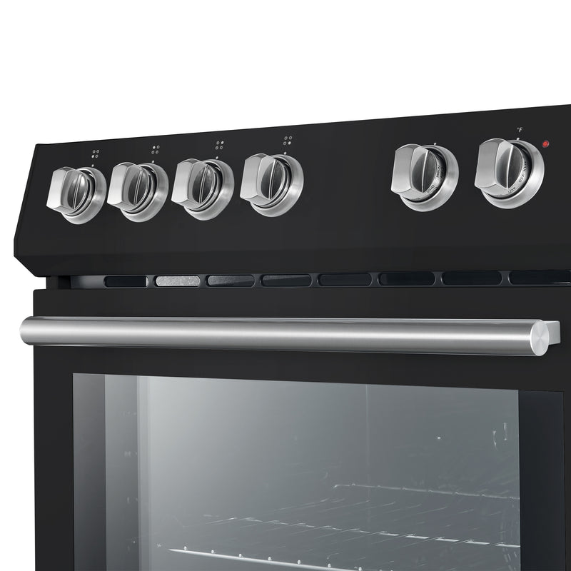 Forno Leonardo Espresso 30" Freestanding Electric Range in Black, True Convection, with Stainless Steel Handles, FFSEL6012-30BLK
