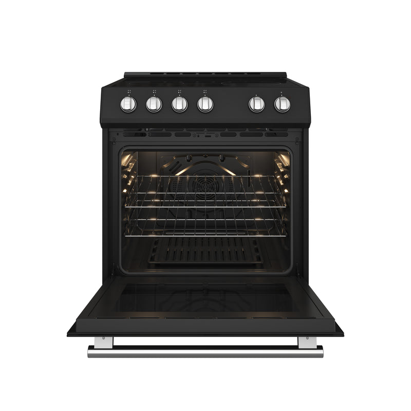 Forno Leonardo Espresso 30" Freestanding Electric Range in Black, True Convection, with Stainless Steel Handles, FFSEL6012-30BLK