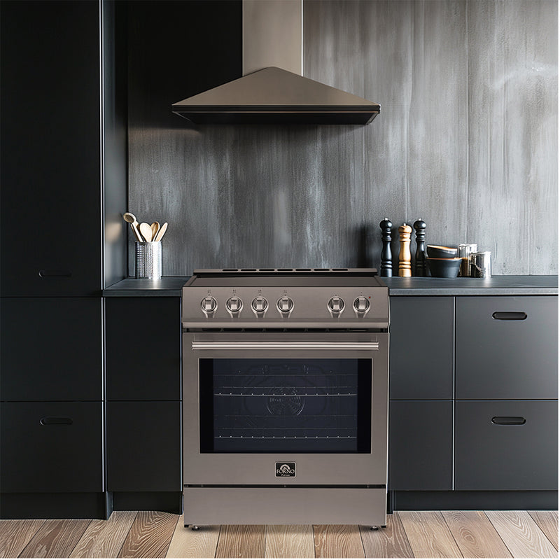 Forno Leonardo Espresso 30" Freestanding Electric Range in Stainless Steel, True Convection, Energy Efficient, FFSEL6012-30