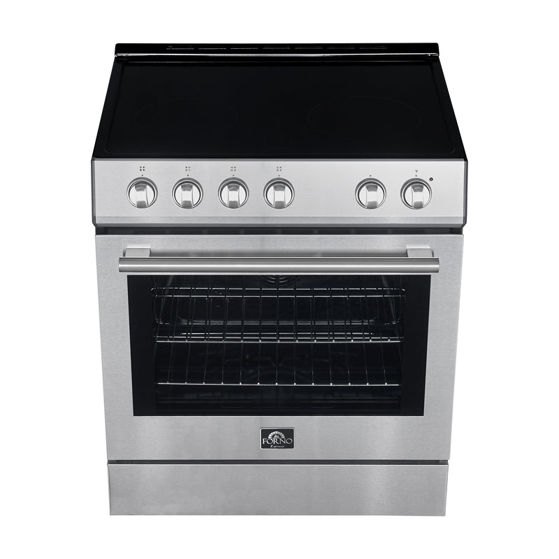 Forno Leonardo Espresso 30" Freestanding Electric Range in Stainless Steel, True Convection, Energy Efficient, FFSEL6012-30