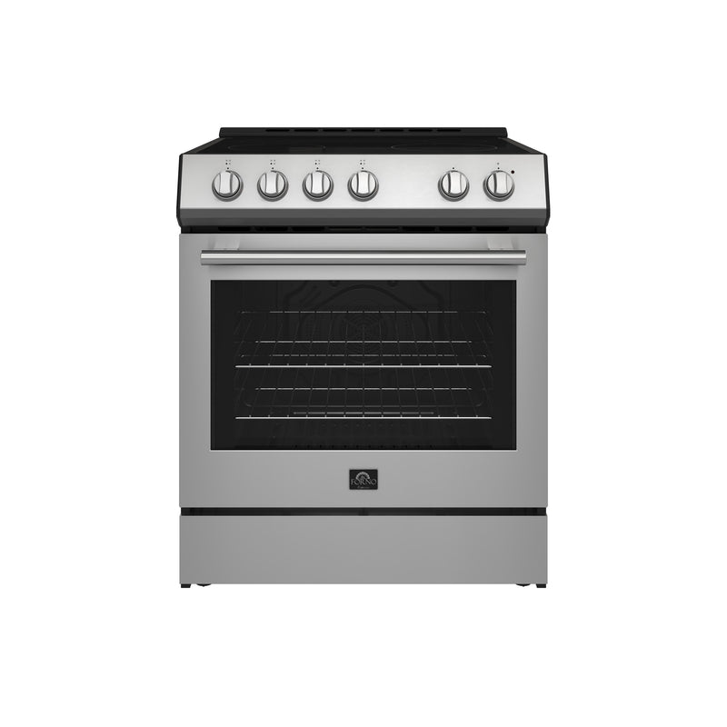 Forno Espresso 2-Piece Appliance Package - 30" Electric Range with 5.0 Cu.Ft. Electric Oven and Refrigerator in Stainless Steel, FBDL-003-01US