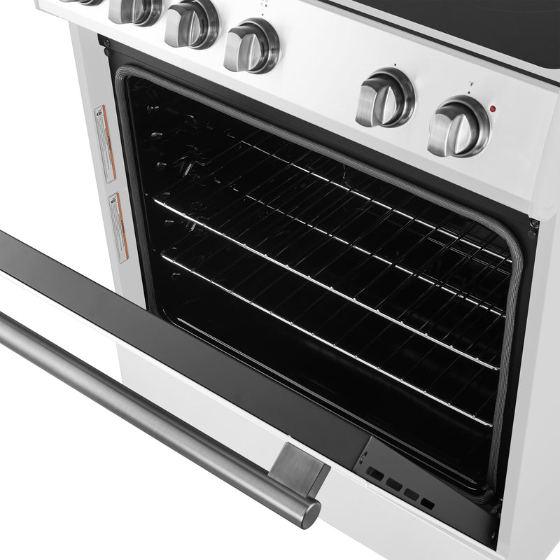 Forno Leonardo Espresso 30" Freestanding Electric Range in White, True Convection, with Stainless Steel Handles, FFSEL6012-30WHT