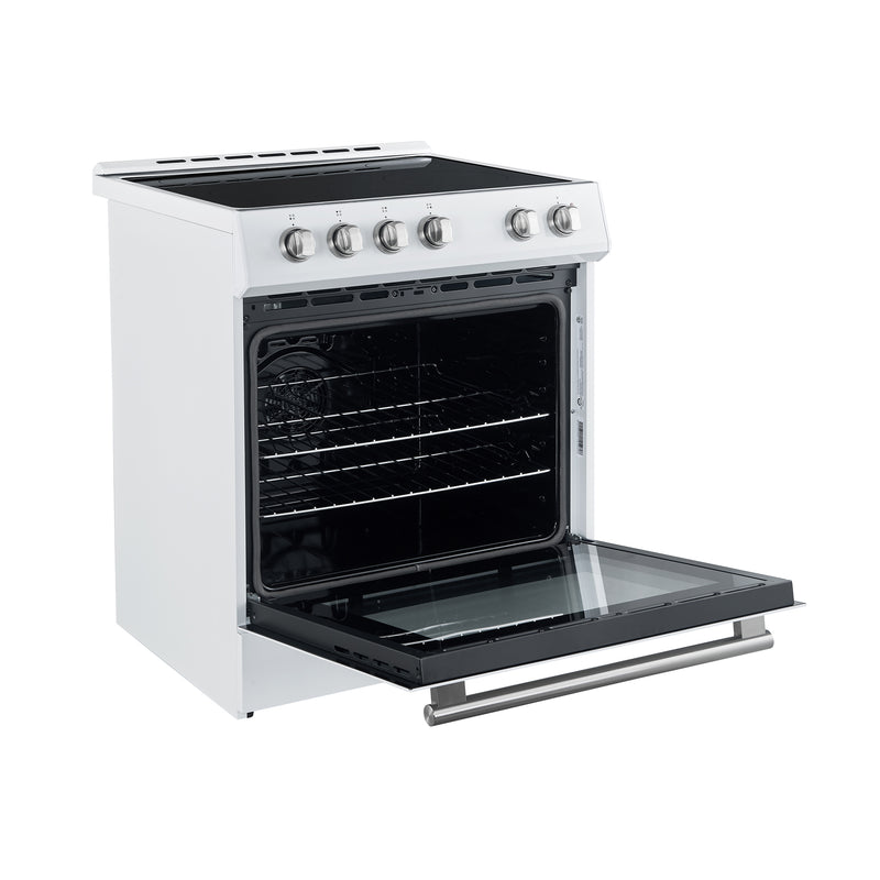 Forno Leonardo Espresso 30" Freestanding Electric Range in White, True Convection, with Stainless Steel Handles, FFSEL6012-30WHT