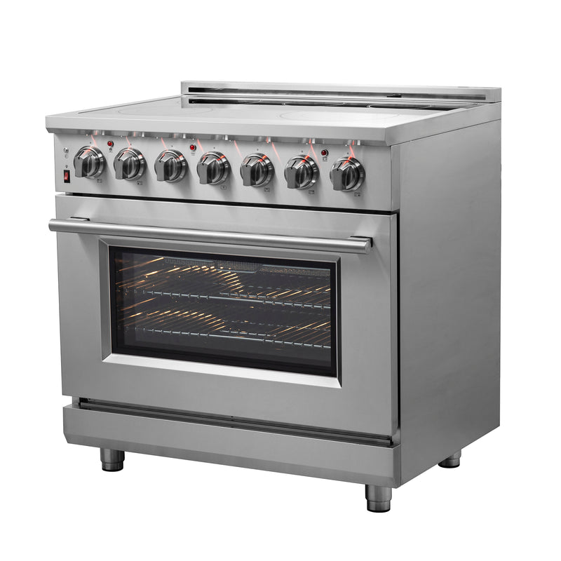 Forno Massimo 36" Freestanding Electric Range, True Convection, Air Fry, Telescopic Racks, FFSEL6020-36