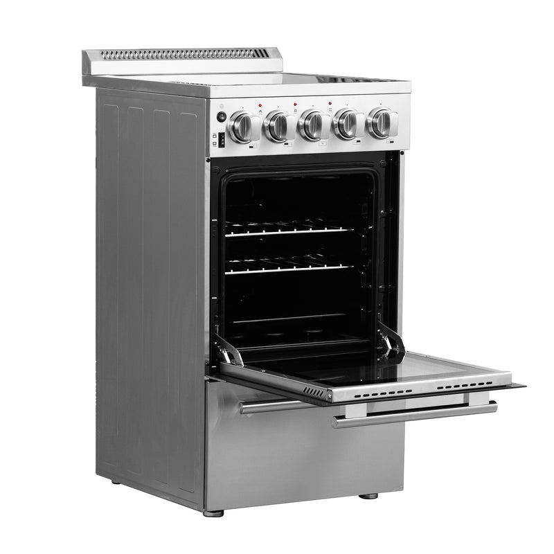 Forno Pallerano 20" Freestanding Electric Range in Stainless Steel, 4 Burners, Storage Drawer, FFSEL6052-20