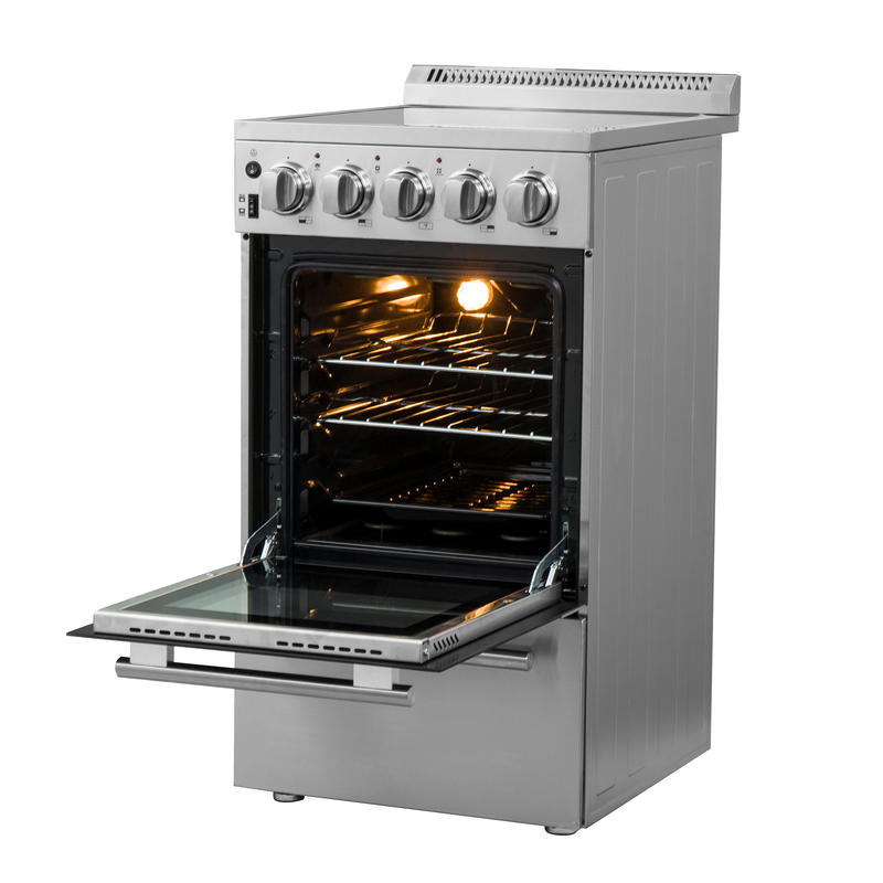 Forno Pallerano 20" Freestanding Electric Range in Stainless Steel, 4 Burners, Storage Drawer, FFSEL6052-20