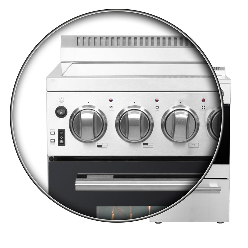 Forno Pallerano 20" Freestanding Electric Range in Stainless Steel, 4 Burners, Storage Drawer, FFSEL6052-20