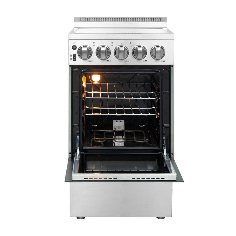 Forno Pallerano 20" Freestanding Electric Range in Stainless Steel, 4 Burners, Storage Drawer, FFSEL6052-20