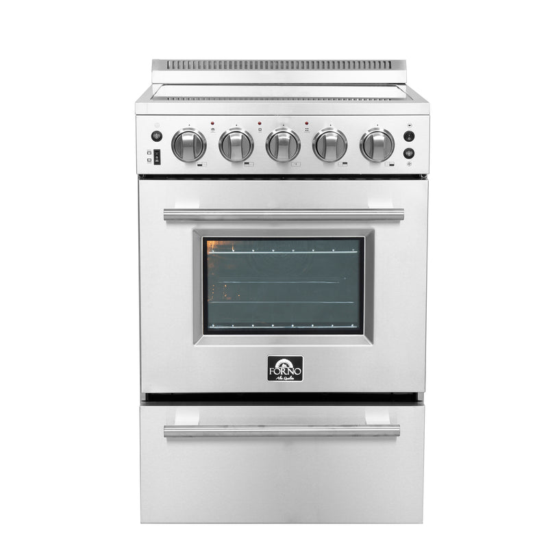 Forno Loiano 24" Freestanding Electric Range in Stainless Steel, Air Fry, Storage Drawer, FFSEL6069-24