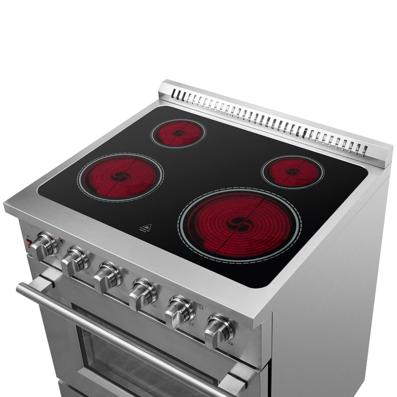 Forno Galiano 30" Freestanding Electric Range in Stainless Steel, True Convection, Air Fry, FFSEL6083-30