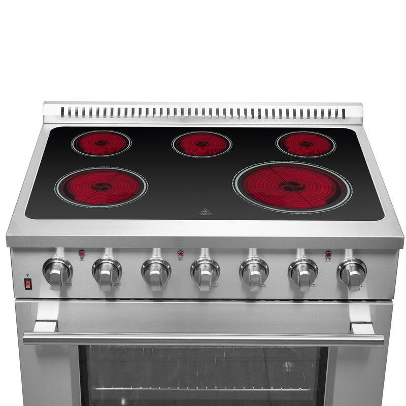 Forno Galiano 36" Freestanding Electric Range in Stainless Steel, True Convection, Air Fry, FFSEL6083-36