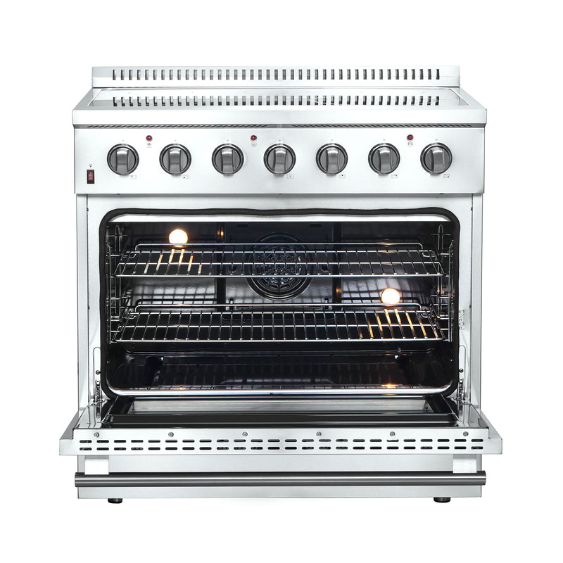 Forno Galiano 36" Freestanding Electric Range in Stainless Steel, True Convection, Air Fry, FFSEL6083-36
