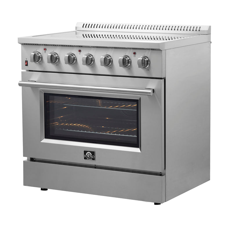 Forno Galiano 36" Freestanding Electric Range in Stainless Steel, True Convection, Air Fry, FFSEL6083-36