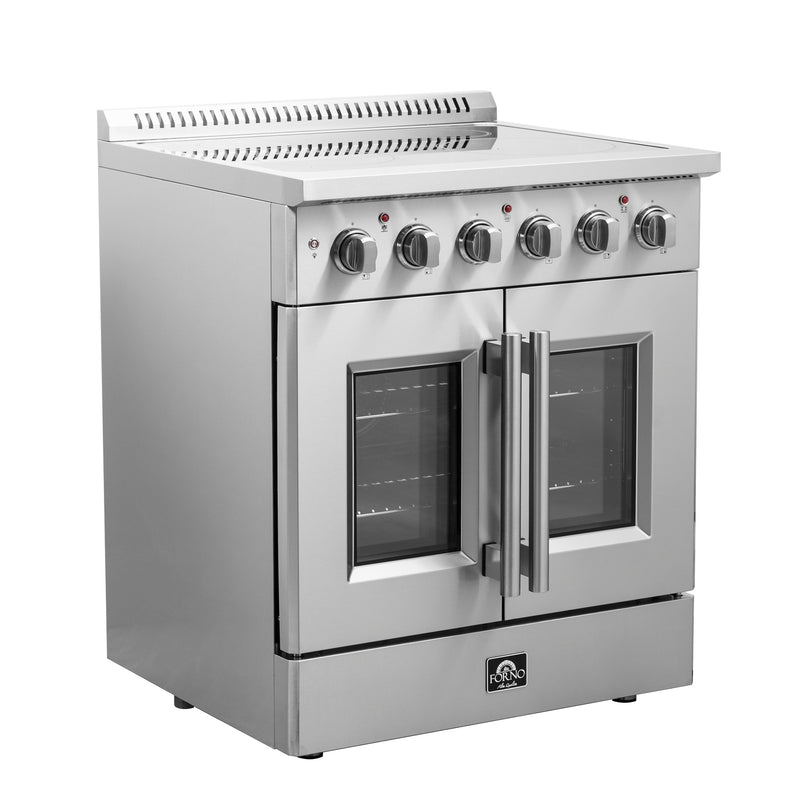 Forno Galiano 30" Freestanding French Door Electric Range in Stainless Steel, True Convection, Air Fry, FFSEL6917-30