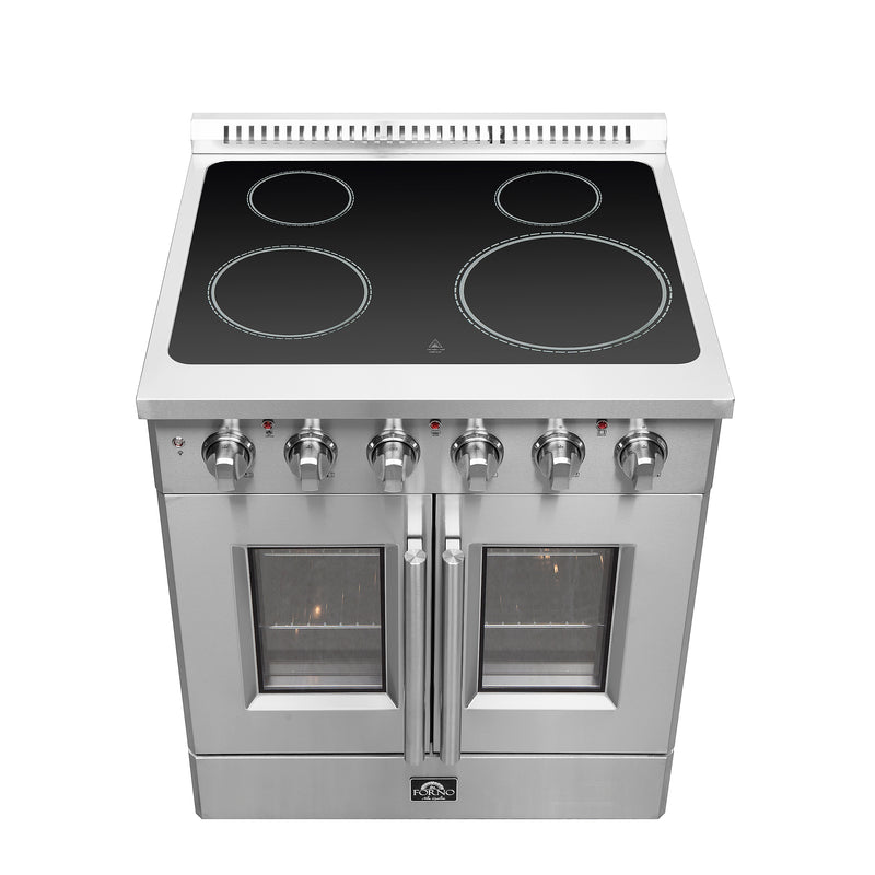 Forno Galiano 30" Freestanding French Door Electric Range in Stainless Steel, True Convection, Air Fry, FFSEL6917-30