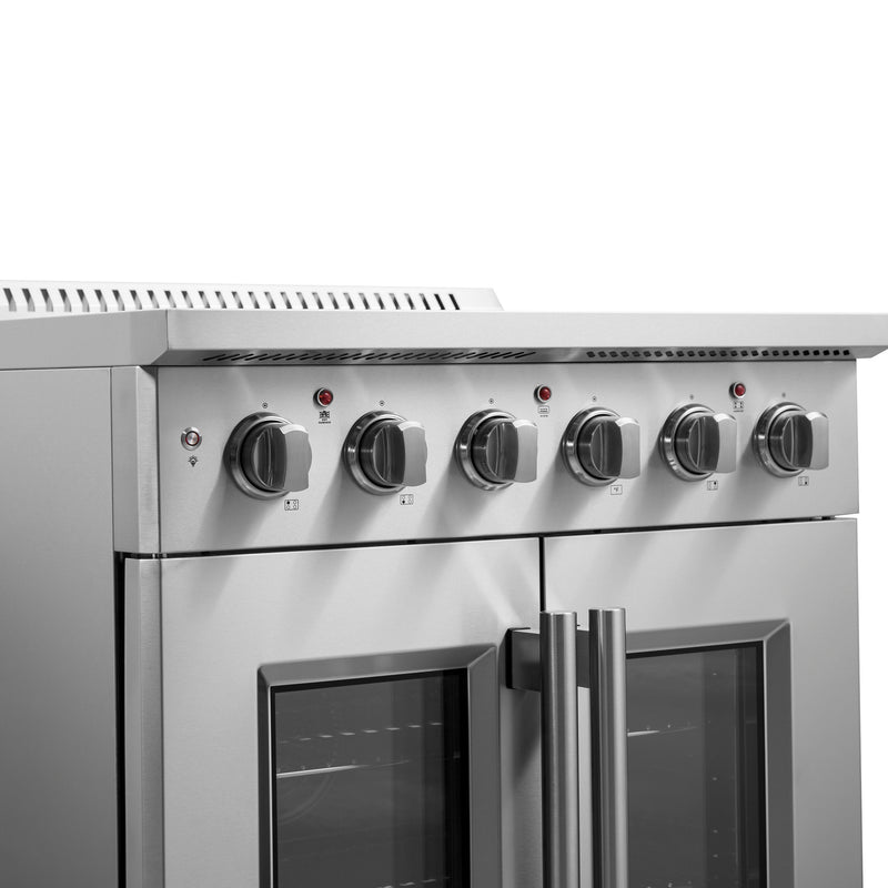 Forno Galiano 30" Freestanding French Door Electric Range in Stainless Steel, True Convection, Air Fry, FFSEL6917-30
