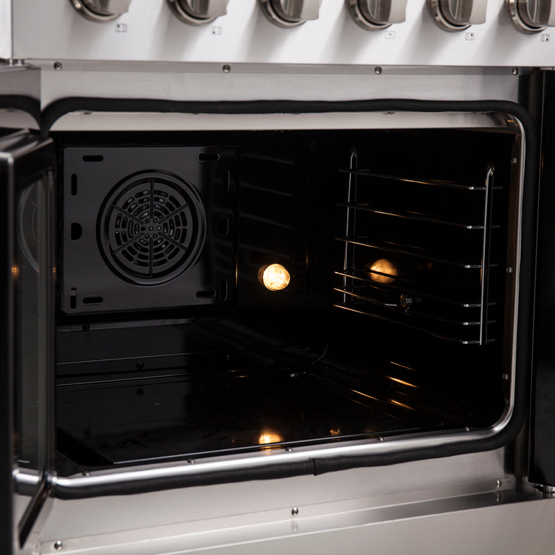 Forno Galiano 30" Freestanding French Door Electric Range in Stainless Steel, True Convection, Air Fry, FFSEL6917-30