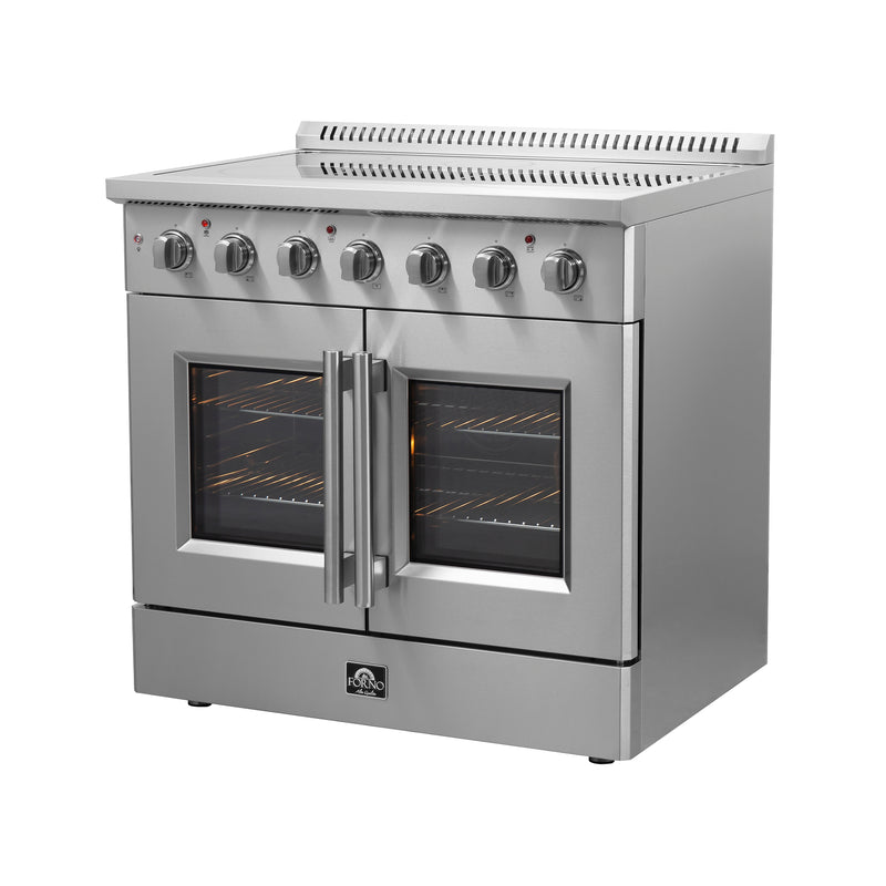 Forno Galiano 36" Freestanding French Door Electric Range in Stainless Steel, True Convection, Air Fry, FFSEL6917-36