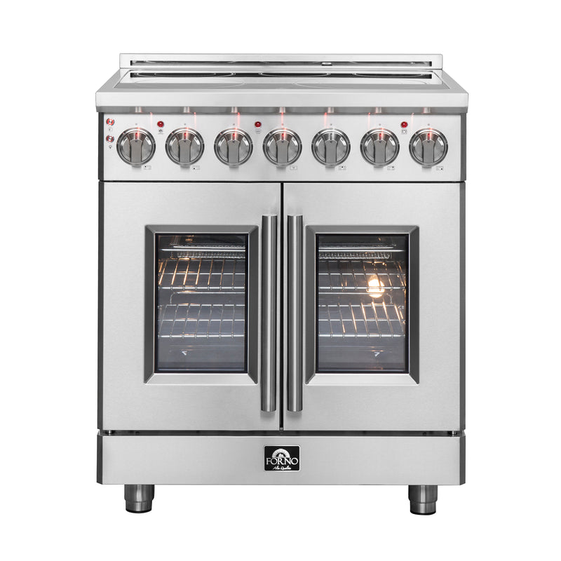 Forno Massimo 30" Freestanding French Door Electric Range, True Convection, Air Fry, FFSEL6955-30