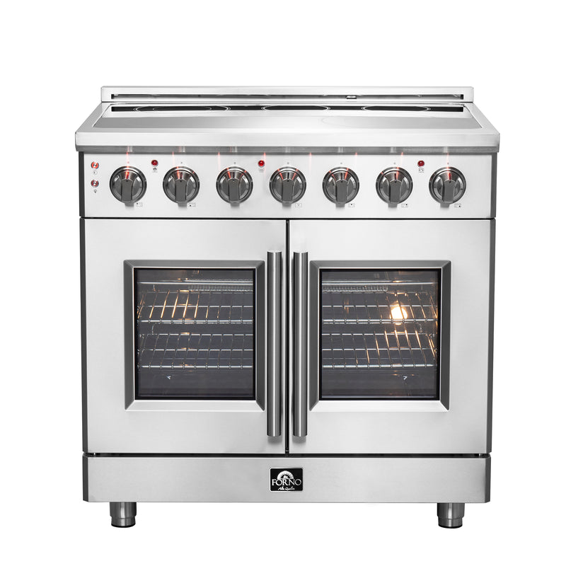 Forno Massimo 36" Freestanding French Door Electric Range, True Convection, Air Fry, FFSEL6955-36