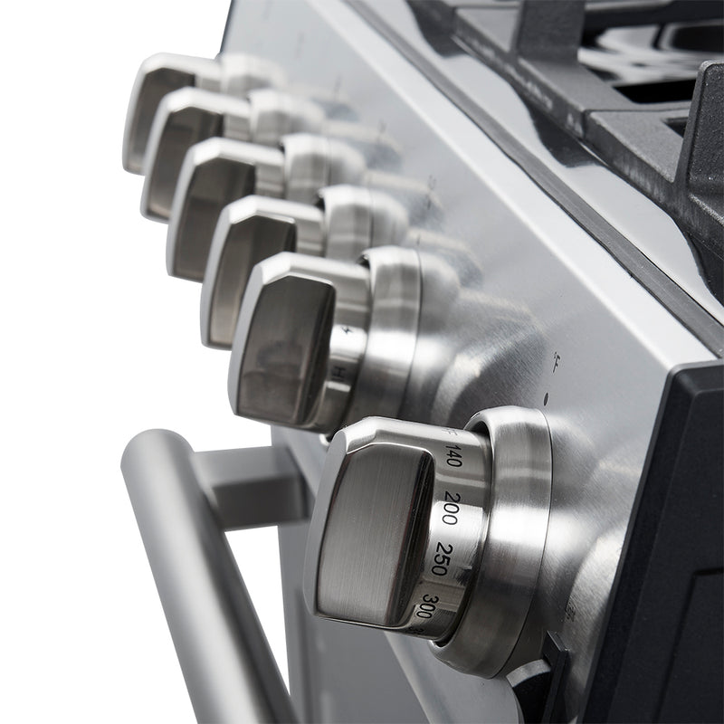 Forno Leonardo Espresso 30" Freestanding Gas Range in Stainless Steel, 5 Sealed Burners, True Convection, Cast-Iron Grates, with Stainless Steel Handles, FFSGS1116-30