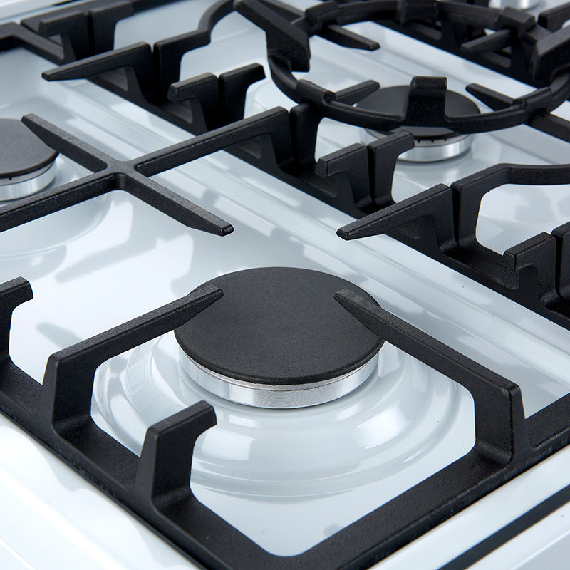 Forno Leonardo Espresso 30" Freestanding Gas Range in White, 5 Burners, with Stainless Steel Handles, FFSGS1116-30WHT