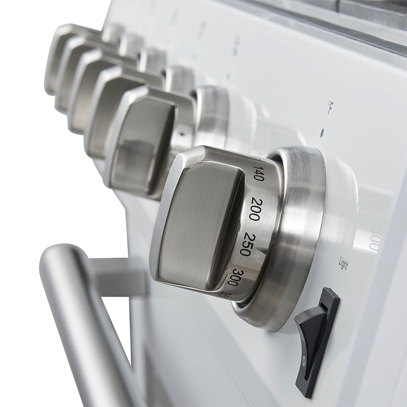 Forno Leonardo Espresso 30" Freestanding Gas Range in White, 5 Burners, with Stainless Steel Handles, FFSGS1116-30WHT