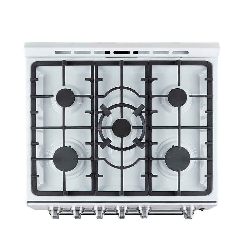 Forno Leonardo Espresso 30" Freestanding Gas Range in White, 5 Burners, with Stainless Steel Handles, FFSGS1116-30WHT
