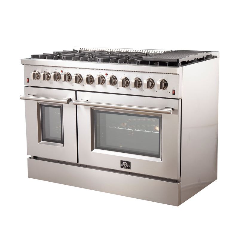 Forno 2-Piece Appliance Package - 48" Dual Fuel Range and 60" Built-In Refrigerator in Stainless Steel, FBDL-017-03CAUS