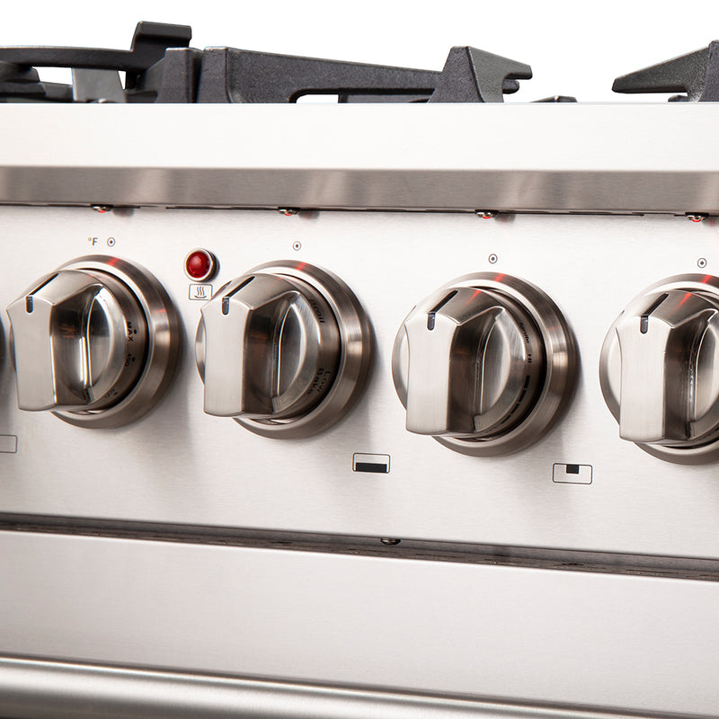 Forno Capriasca 30" Freestanding Dual Fuel Range in Stainless Steel, 5 Brass Burners, True Convection, Cast-Iron Grates, FFSGS6187-30