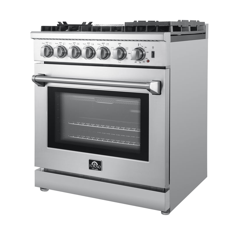 Forno Lazio 30" Freestanding Dual Fuel Range, True Convection, 5 Burners, FFSGS6196-30
