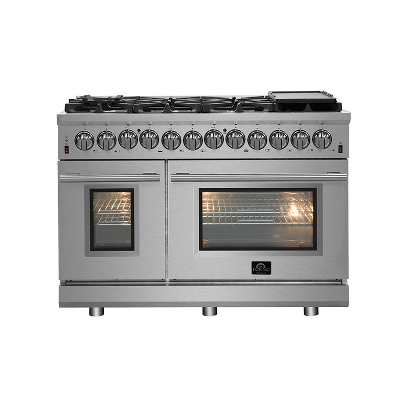 Forno Massimo 48" Freestanding Gas Range, 8 Burners, True Convection, Air Fry, FFSGS6239-48