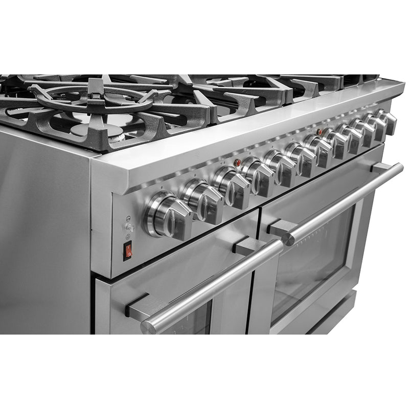 Forno Massimo 48" Freestanding Gas Range, 8 Burners, True Convection, Air Fry, FFSGS6239-48
