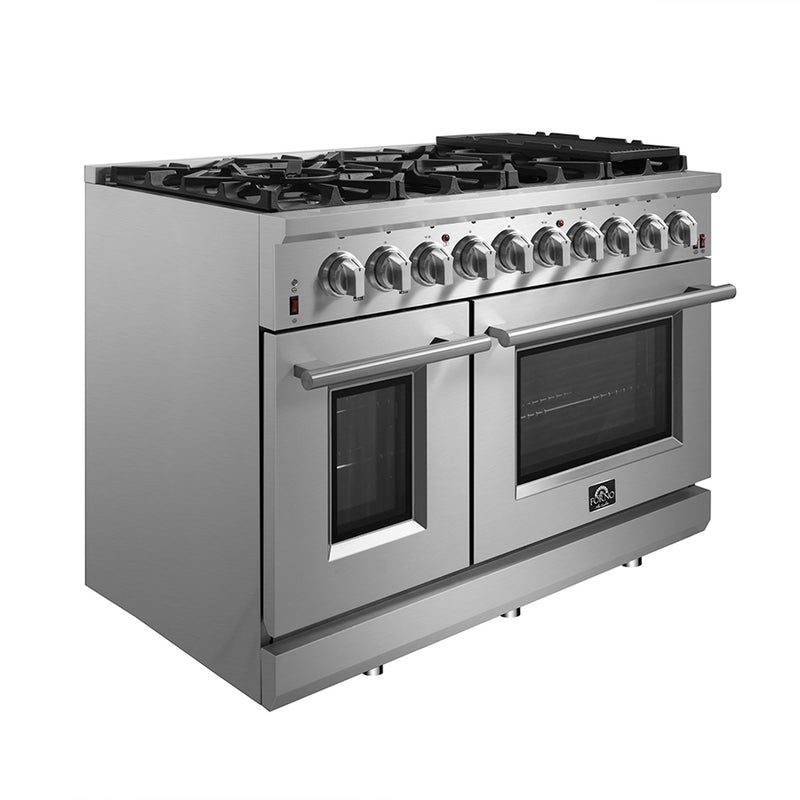 Forno Massimo 48" Freestanding Gas Range, 8 Burners, True Convection, Air Fry, FFSGS6239-48