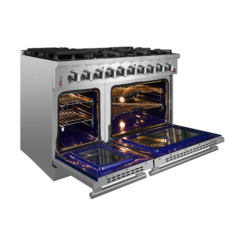 Forno Massimo 48" Freestanding Gas Range, 8 Burners, True Convection, Air Fry, FFSGS6239-48