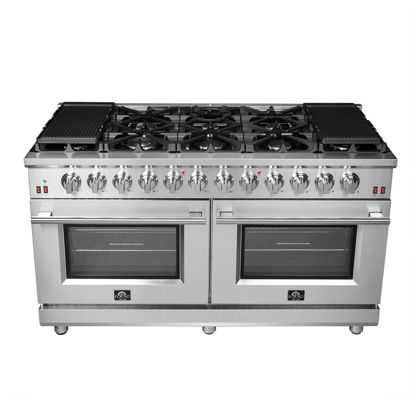Forno Massimo 60" Freestanding Gas Range, 10 Burners, Double Oven, Air Fry, FFSGS6239-60