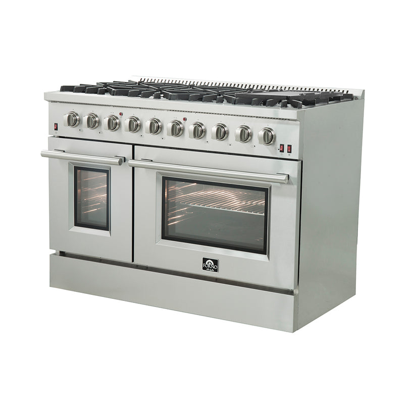 Forno 2-Piece Appliance Package - 48" Gas Range & 60" Pro-Style Refrigerator in Stainless Steel, FBDL-005-01CAUS