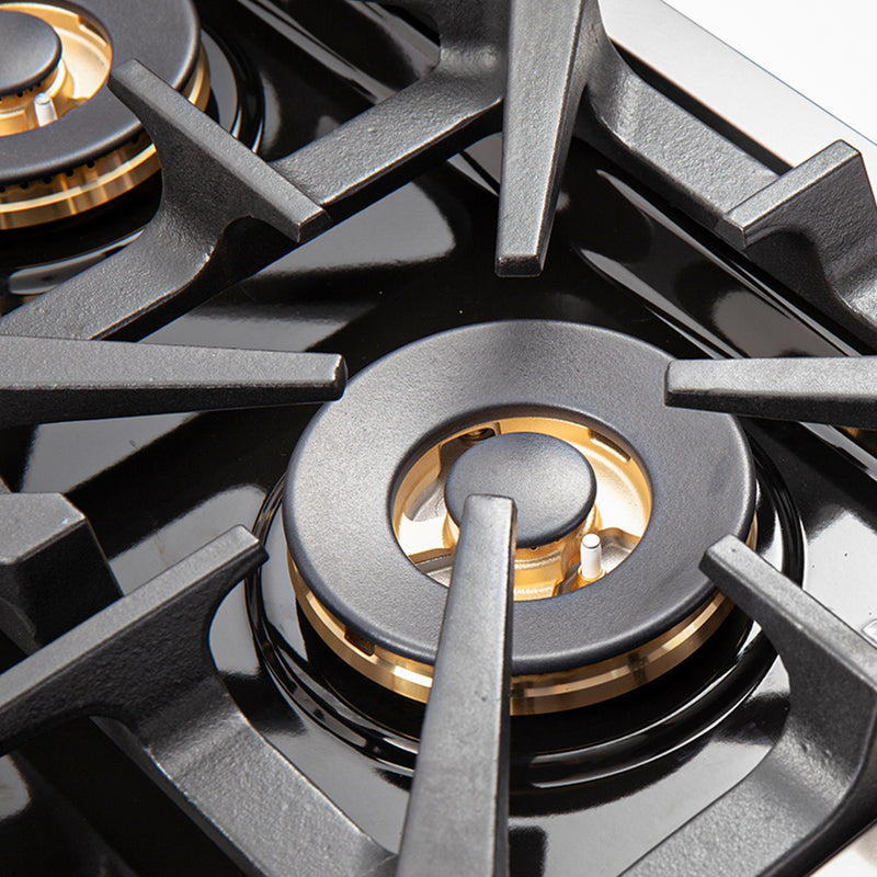 Forno Capriasca 36" Freestanding Gas Range in Stainless Steel, Brass Burners, Convection Fan, FFSGS6260-36