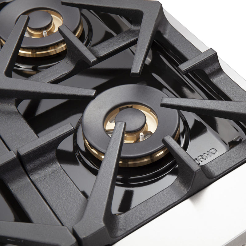 Forno Capriasca 48" Freestanding Gas Range in Stainless Steel, Double Oven, Brass Burners, FFSGS6260-48