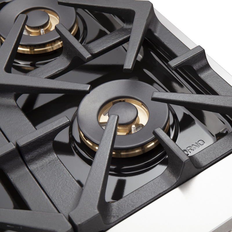 Forno Capriasca 48" Freestanding Gas Range in Stainless Steel, Double Oven, Brass Burners, FFSGS6260-48