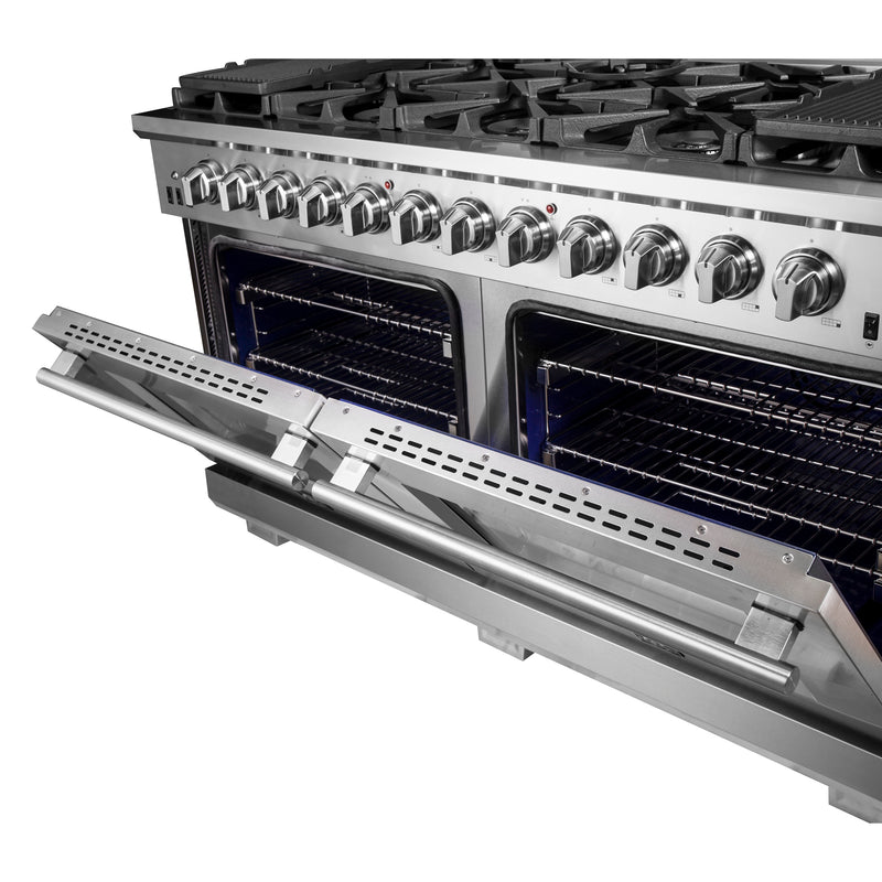 Forno Capriasca 60" Freestanding Gas Range, Double Oven, Brass Burners, Telescopic Racks, FFSGS6260-60