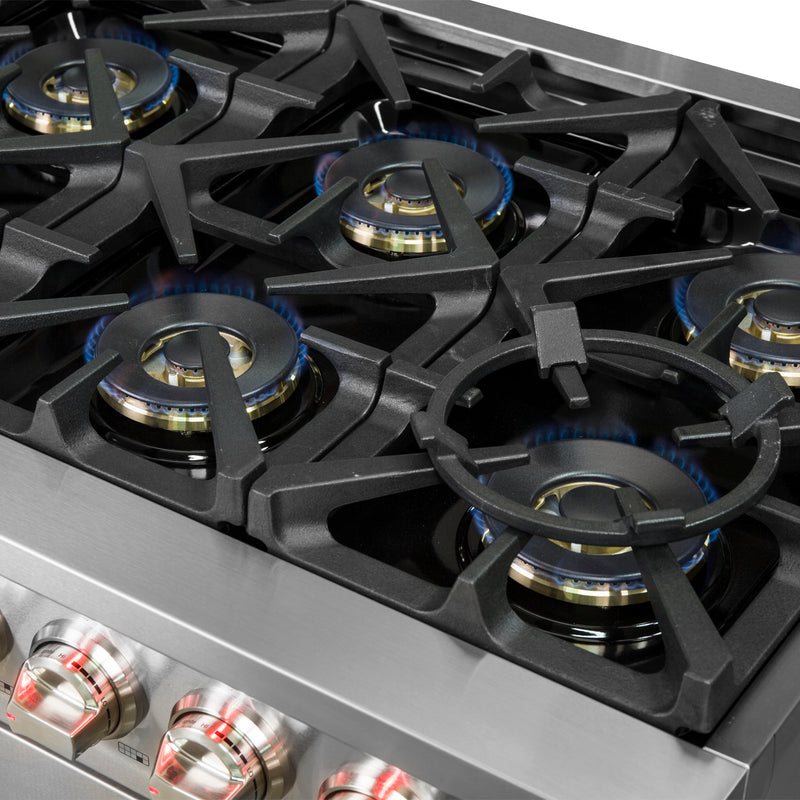 Forno Capriasca 60" Freestanding Gas Range, Double Oven, Brass Burners, Telescopic Racks, FFSGS6260-60