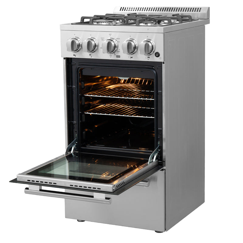Forno Lamazze 20" Freestanding Gas Range, 4 Sealed Burners, Cast-Iron Grates, FFSGS6265-20