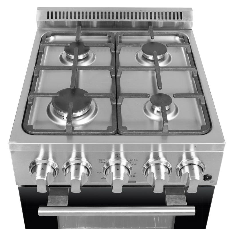 Forno Lamazze 20" Freestanding Gas Range, 4 Sealed Burners, Cast-Iron Grates, FFSGS6265-20