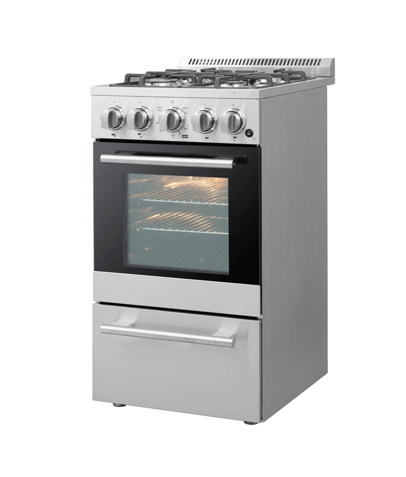 Forno Lamazze 20" Freestanding Gas Range, 4 Sealed Burners, Cast-Iron Grates, FFSGS6265-20