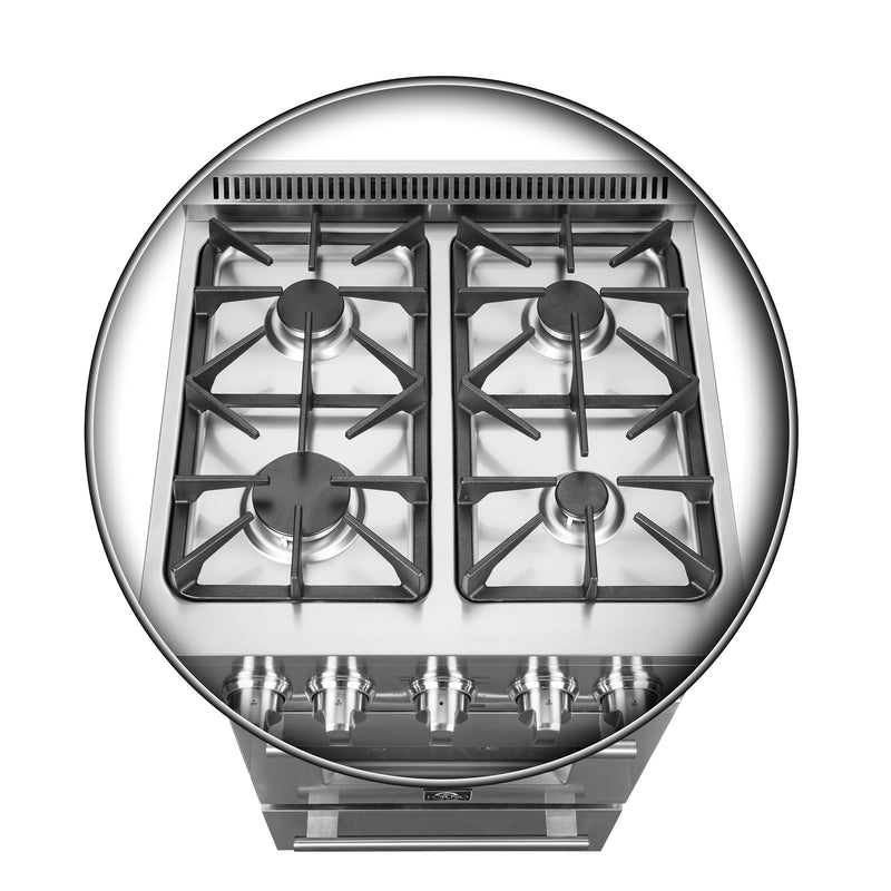 Forno Breno 24" Freestanding Gas Range in Stainless Steel, Air Fry, 4 Burners, FFSGS6272-24