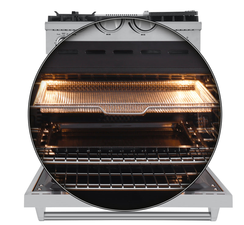 Forno Lazio 30" Freestanding Gas Range, 5 Sealed Burners, Air Fry, True Convection, FFSGS6276-30