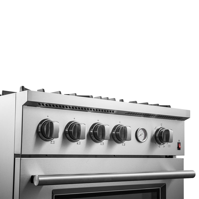 Forno Marco 30" Freestanding Gas Range in Stainless Steel, 4 Burners, Convection Oven, FFSGS6277-30